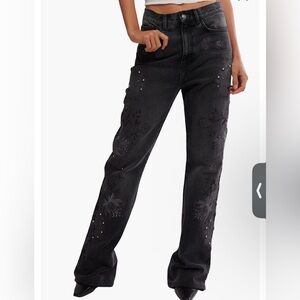 We The Free phantom Black Embellished Flare Jeans